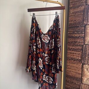 Urban Outfitters Black and Red Floral Jumpsuit